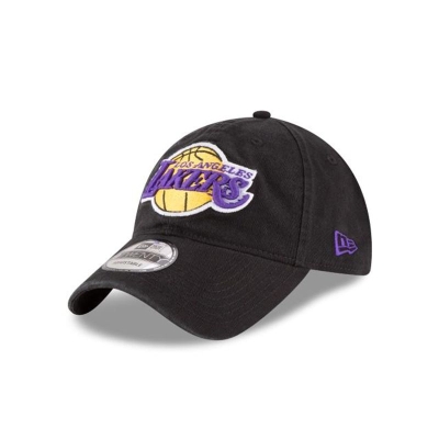 Black Los Angeles Lakers Hat - New Era NBA Core Classic 9TWENTY Adjustable Caps USA6195832